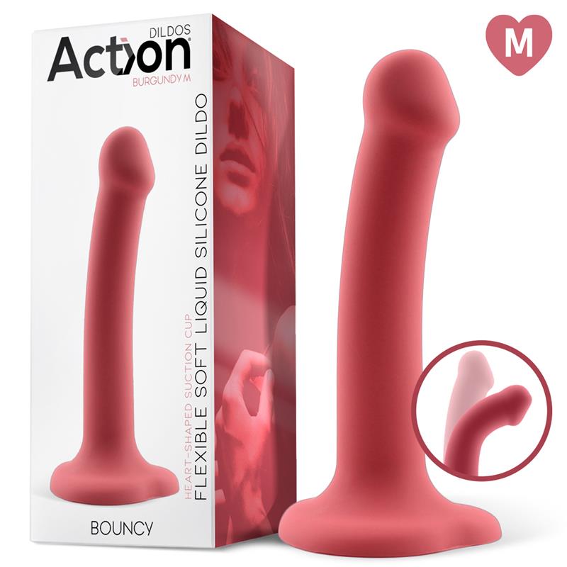 Hüpfdildo Flüssigsilikon Hyperflexibel 7 - 18 cm Größe M Burgund