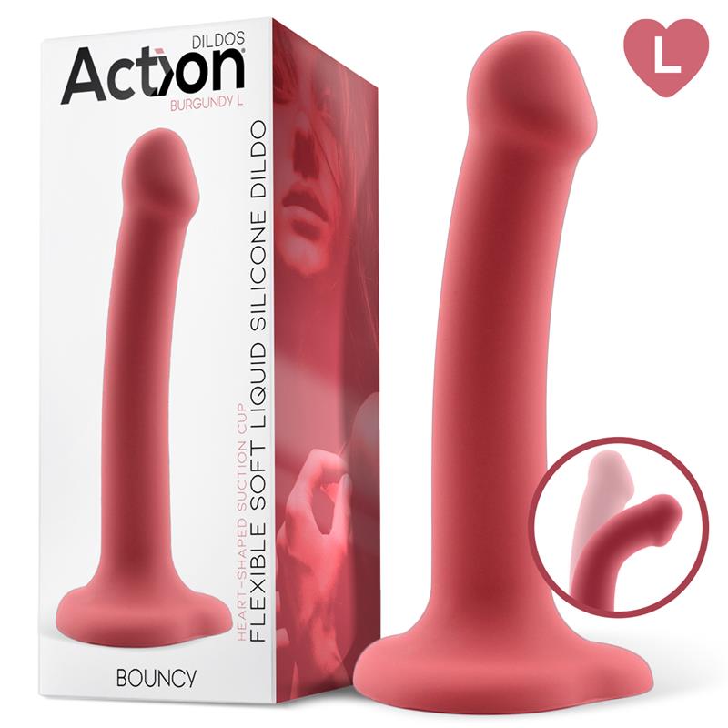 Hüpfdildo Flüssigsilikon Hyperflexibel 7,5 - 19 cm Größe L Burgund