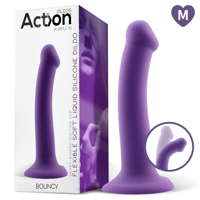Hüpfdildo Flüssigsilikon Hyperflexibel 7 - 18 cm Größe M Lila