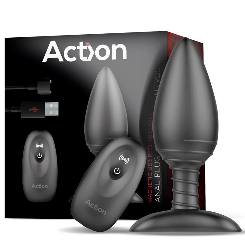 Asher Anal Plug with Remote Control USB Magnetic Black