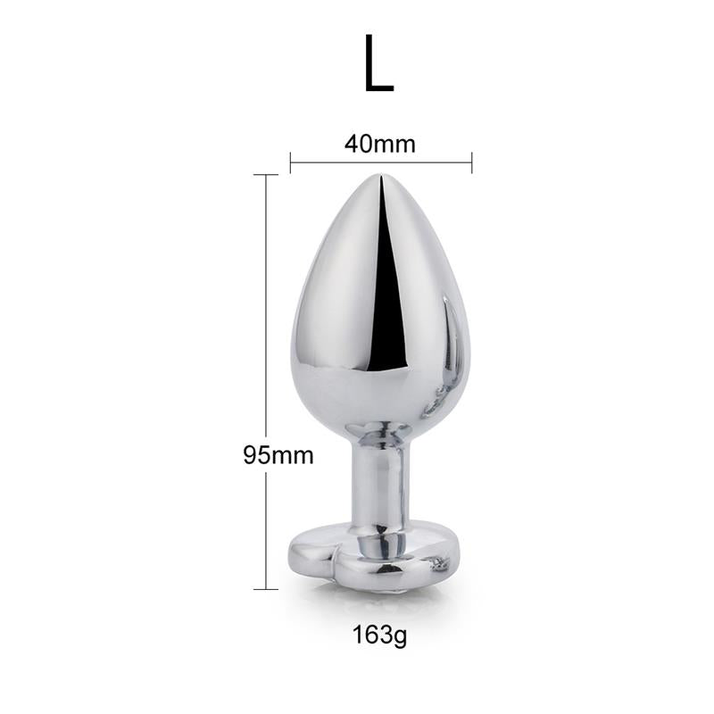 Anal Plug with Blue Sapphire Heart Jewel Size L