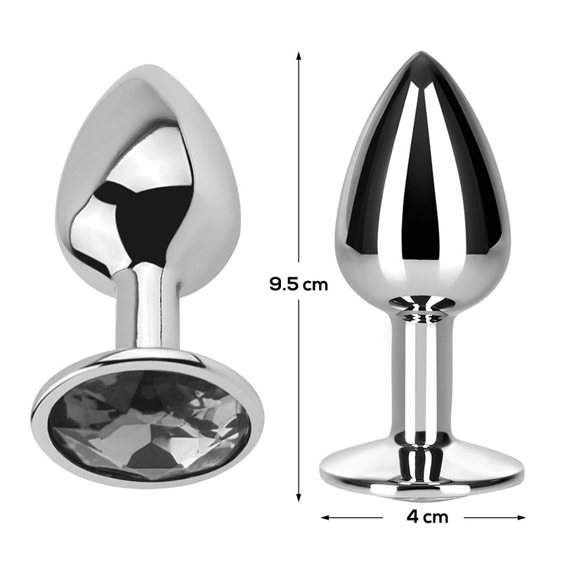 Analplug mit weißem Diamantjuwel Größe L Aluminium