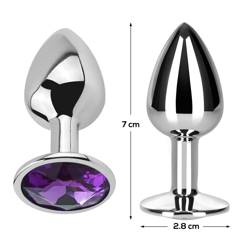 Plug Anal con Joya Púrpura Amatista Talla S Aluminio