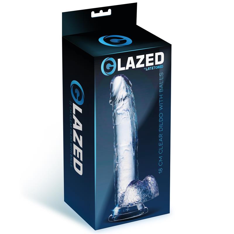 Realistischer Dildo mit Hoden aus Kristallmaterial, 18 cm