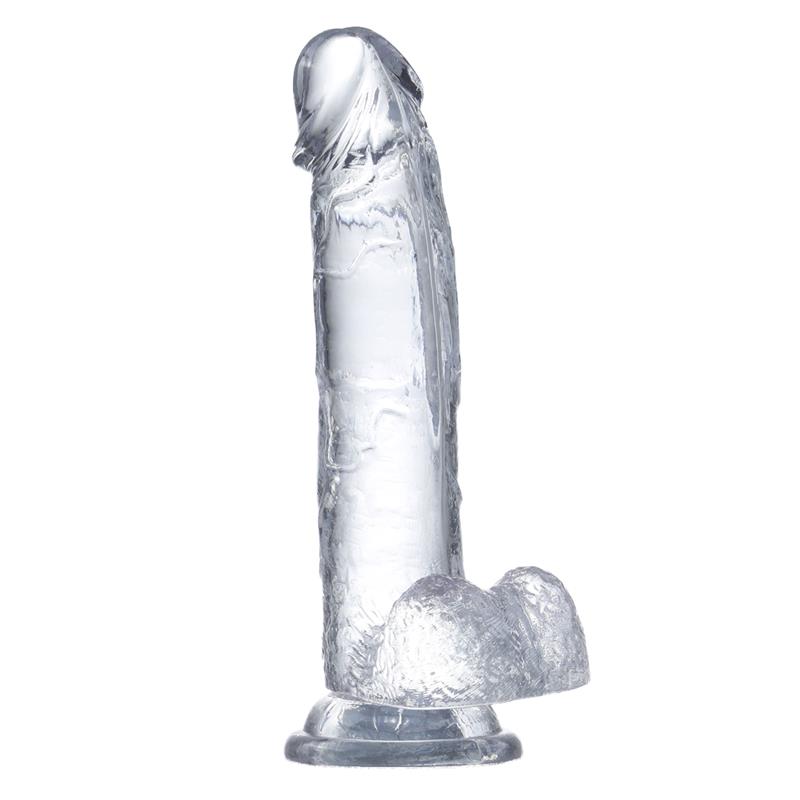 Realistischer Dildo mit Hoden aus Kristallmaterial, 18 cm