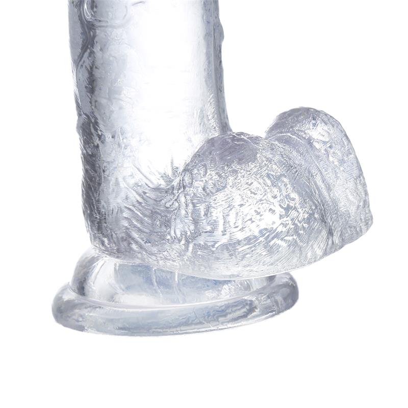Realistischer Dildo mit Hoden aus Kristallmaterial, 18 cm