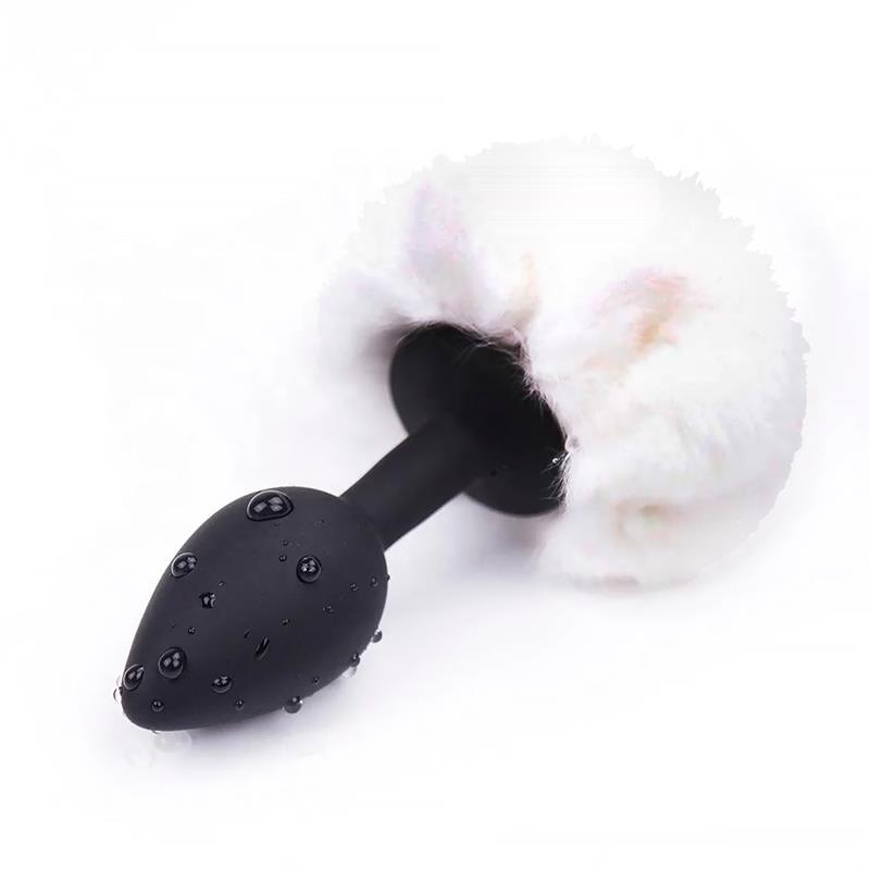 Weißer Pompom Analplug Größe S