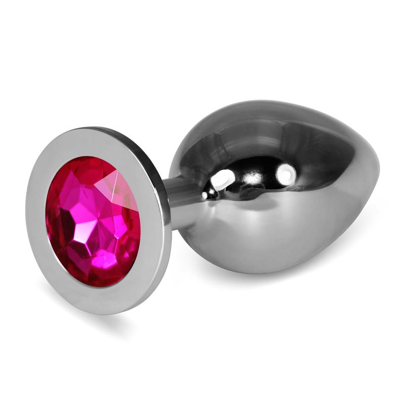 RoseBud Klassischer Analplug aus Metall mit fuchsiafarbenem Juwel, Größe L