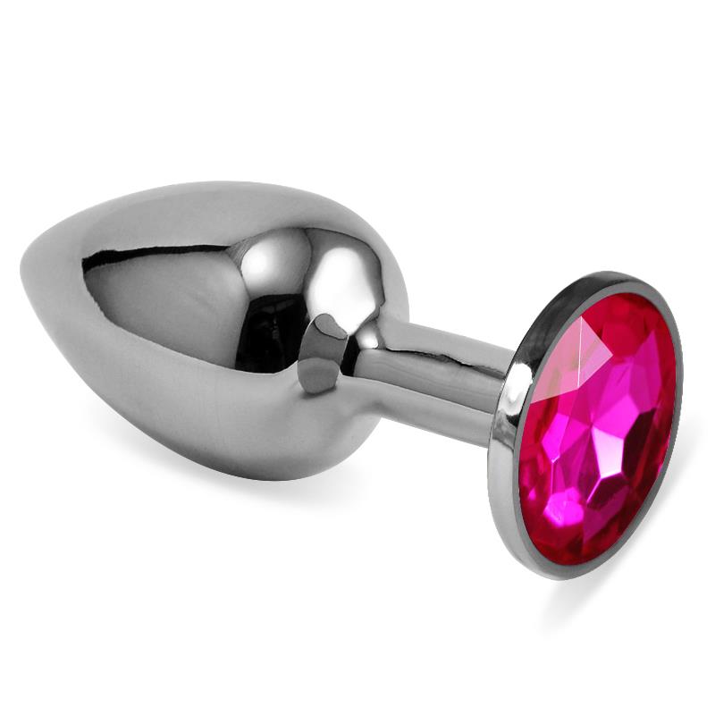 Rosebud Klassischer Analplug aus Silber mit Fuchsia-Juwel, Größe S