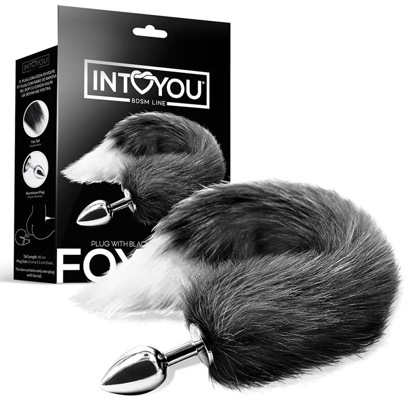 Black and White Fox Tail Anal Plug
