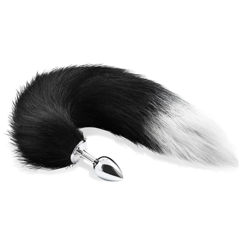 Black and White Fox Tail Anal Plug