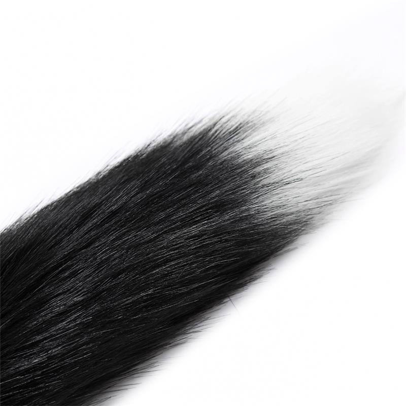 Black and White Fox Tail Anal Plug