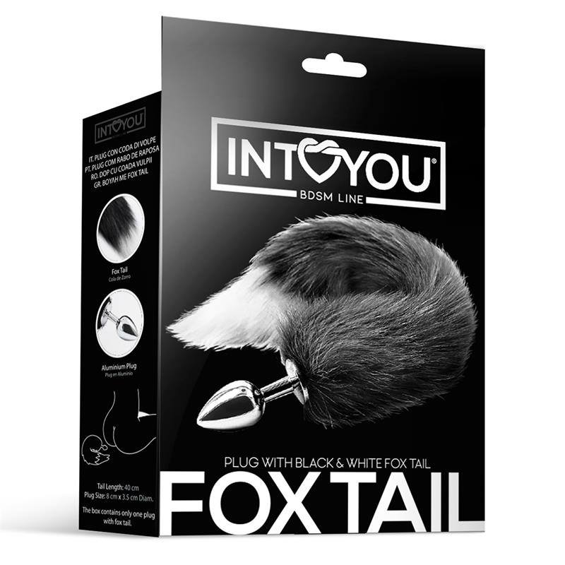 Black and White Fox Tail Anal Plug