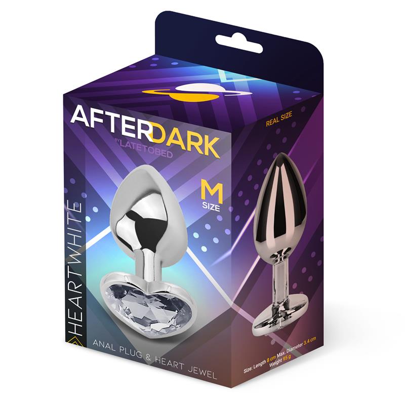 Anal Plug with White Heart Jewel Size M