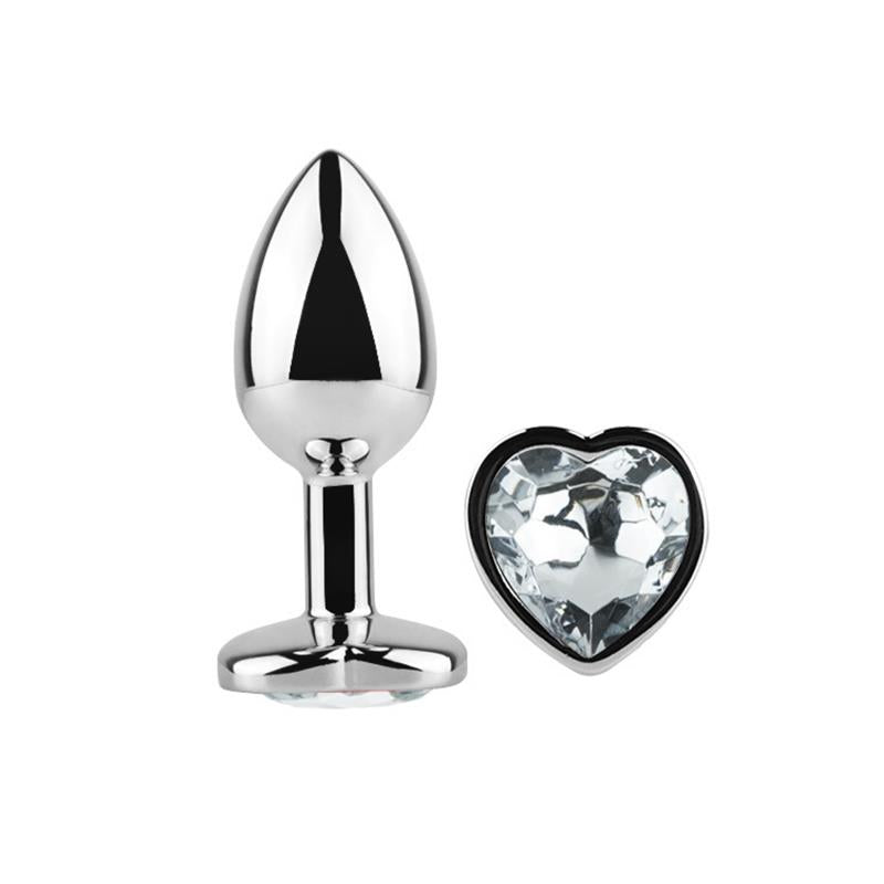 Anal Plug with White Heart Jewel Size M