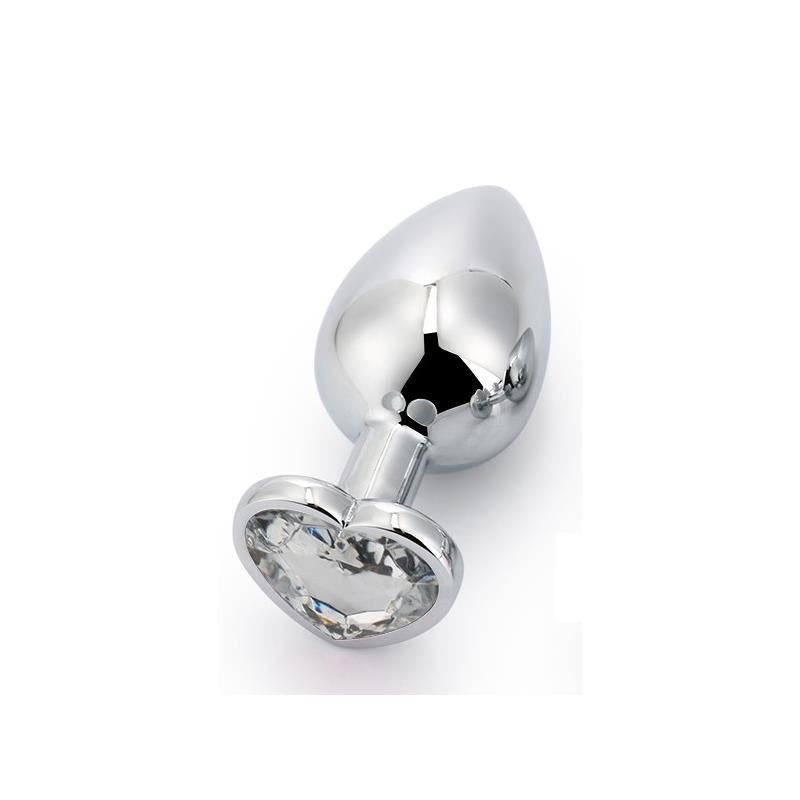 Anal Plug with White Heart Jewel Size M